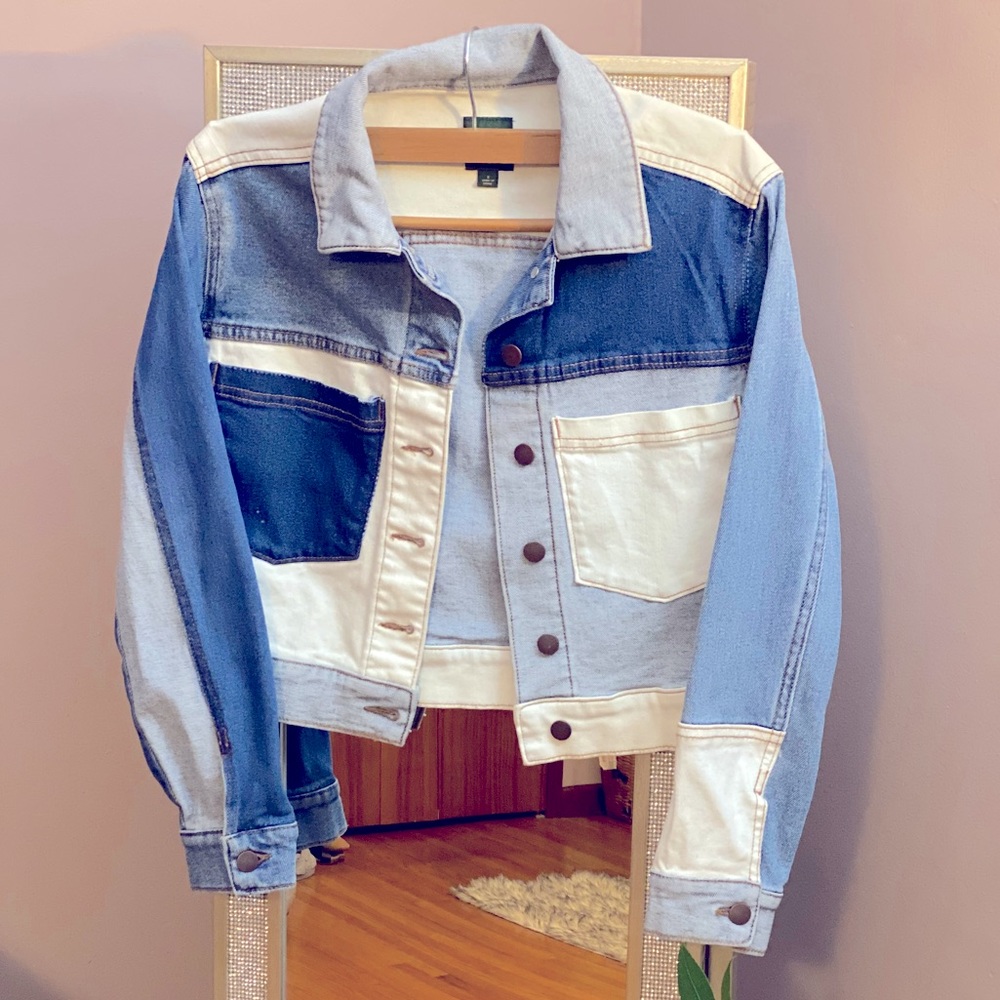 Multicolored Patchwork Jean Jacket Size Small - image 1